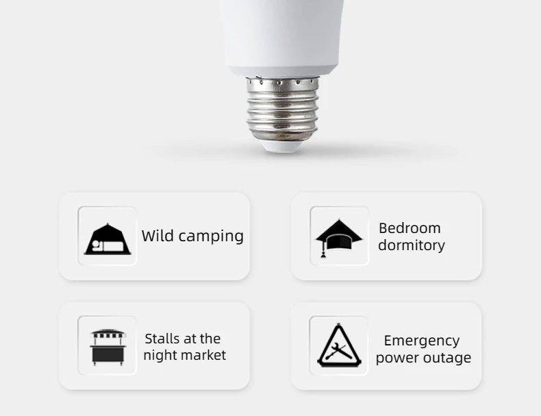 High Quality E27 B22 Rechargeable Battery 7W 9W 12W 15W LED Emergency Lamp Bulb for Camping