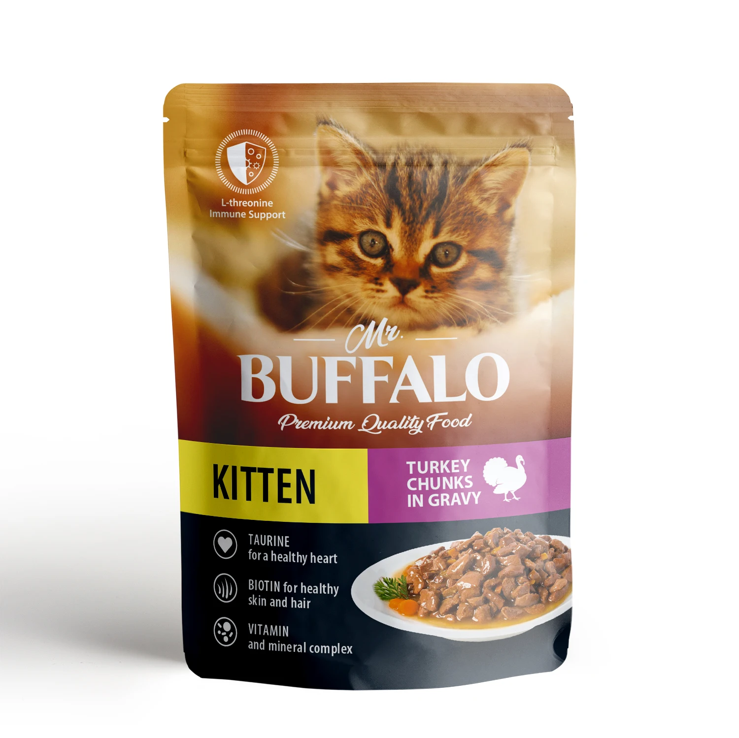 Wet food for kittens Steamed turkey in sauce 85 g premium quality wet cat food pouch health and nutrition pet food