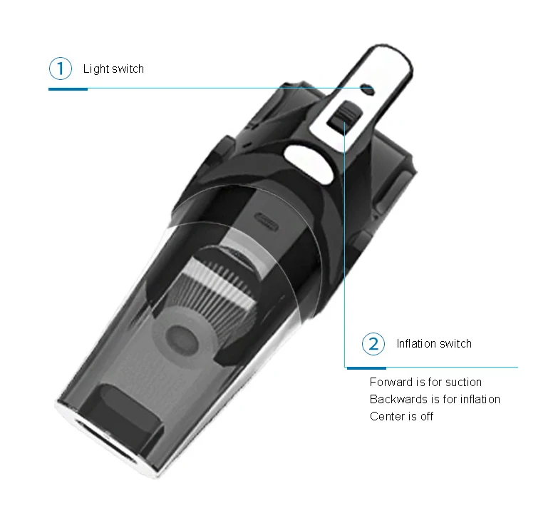 4 In 1 Powerful Car Vacuum Cleaner Car Air Compressor Tire Pressure Gauge Cord Vacuum Cleaner For Car With LED Light