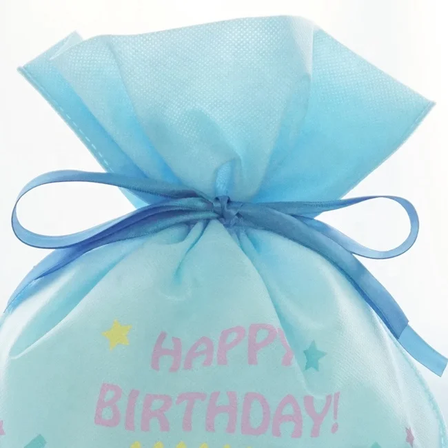 Birthday Promotional Drawstring Non Woven Fabric Bag Custom Logo Printed Drawstring Pouch Gift Bags Packaging