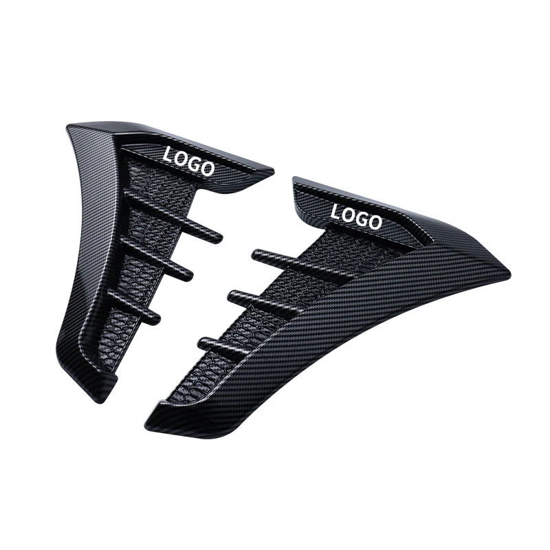 Universal Car Shark Side Decor Door Fender Vent Air Wing Cover Gloss Black Carbon Fiber Car Universal Side Wing Cover