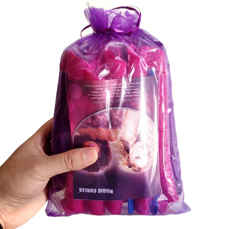 18 Pcs/set Hair rollers  Easy to Use Wave Hair Curlers Styling Kit Spiral Hair Curlers with 3 Pcs Styling Hooks and Mesh bag