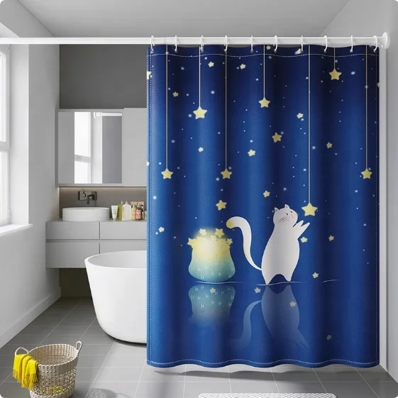 Modern Luxury Custom 180*180cm Polyester Shower Curtain High Quality Wholesale Bathroom Decoration
