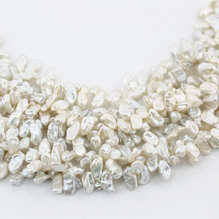Натуральные ювелирные изделия, 7 мм, нестандартная форма лепестков попкорна, настоящие пресноводные жемчужные бусины Keshi, нитка, оптовая продажа