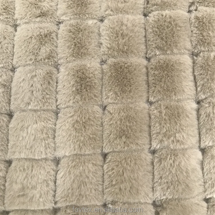 100% Polyester Check Jacquard Pv Plush Rabbit Fleece Fabric New