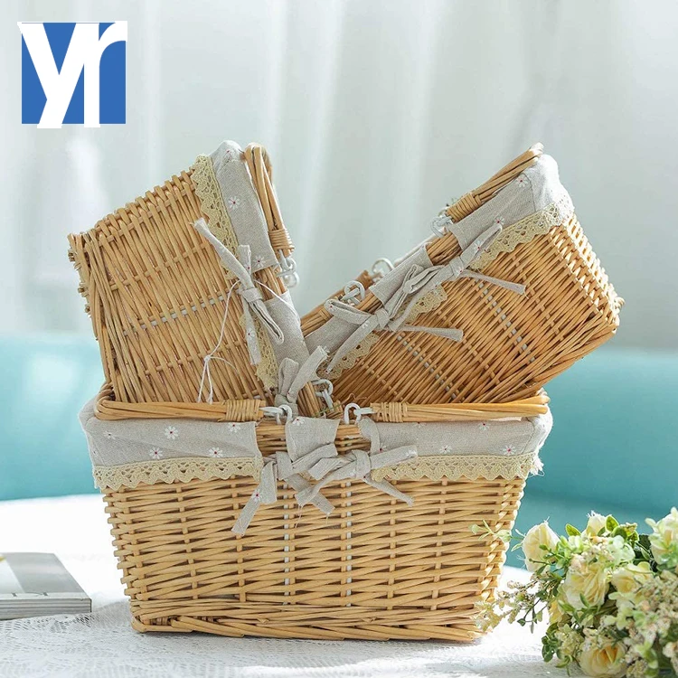 Плетеная корзина для пикника YRMT с ручкой, для хранения продуктов на открытом воздухе