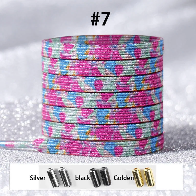 Wholesale custom hot selling colorful flat stretch elastic lazy no tie metal capsule shoelace easy shoe lace