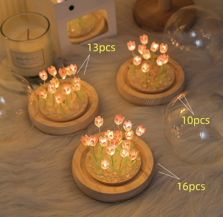 Kanglong mini Tulip 10/13/16pcs handmade DIY material  home decoration Finished product gift night light
