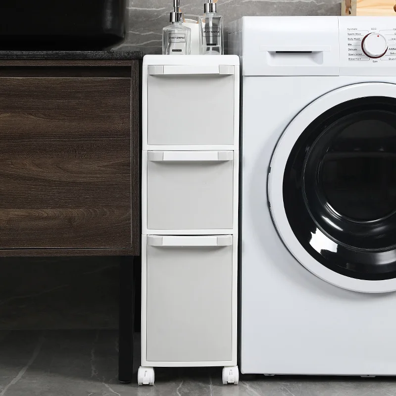 Clamping storage cabinet Drawer-style Clamping cabinet plastic toilet ultra-narrow kitchen storage gap sandwich rack