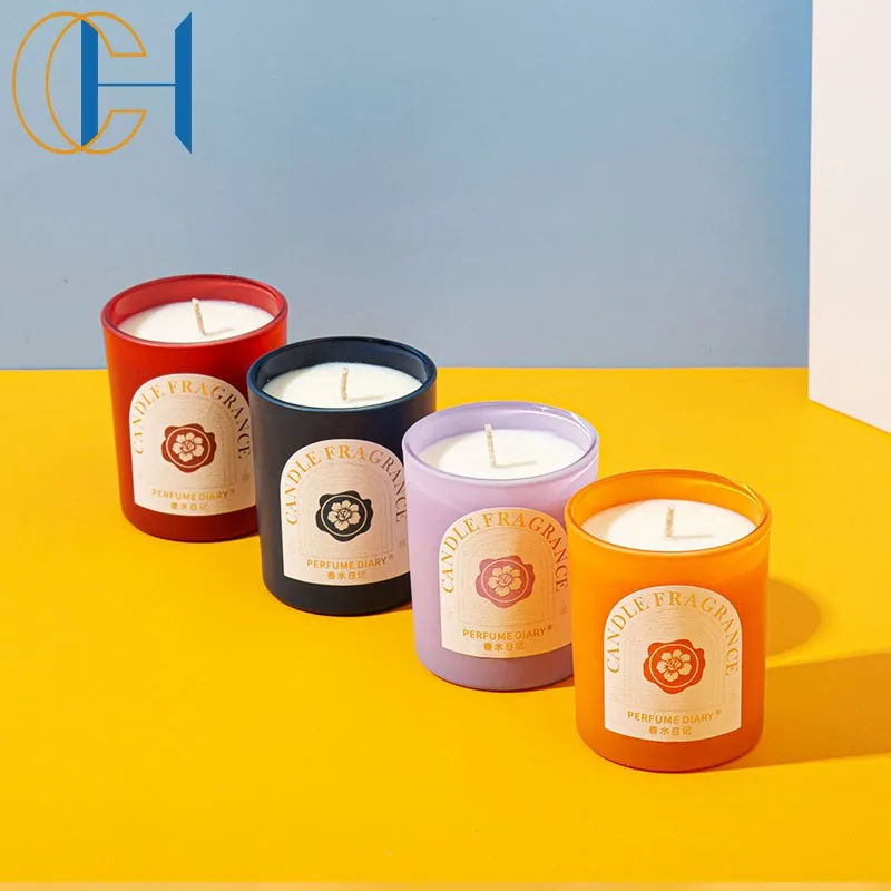 C&H Hot Sell Handmade Relaxing Christmas Gift Set Glass Red Green Fragrance Luxury Amethyst Soy Wax Scented Crystal Candles