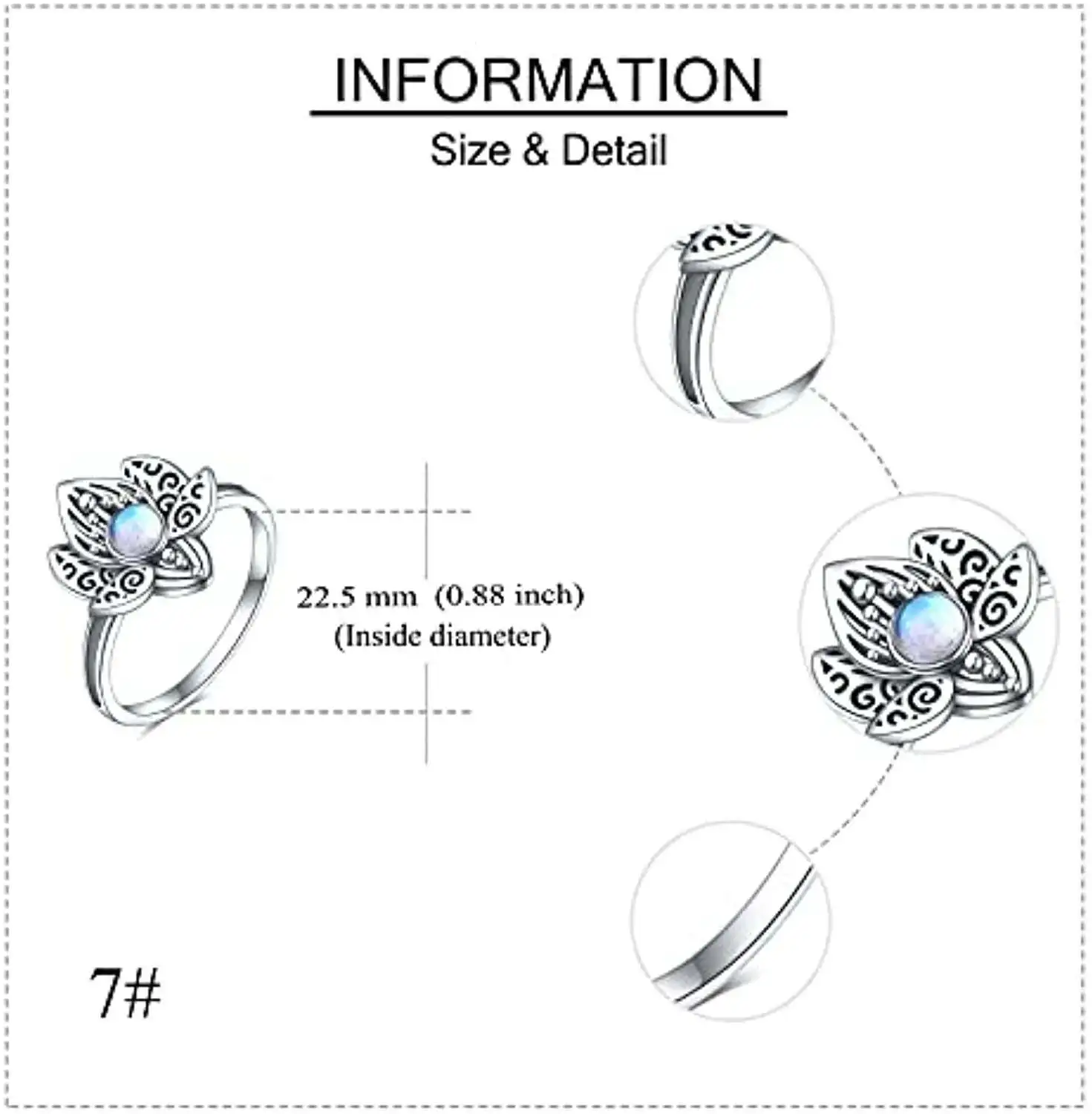 Women Jewelry Gifts New Design Sterling Silver Moonstone Synthetic Lotus Flower Ring
