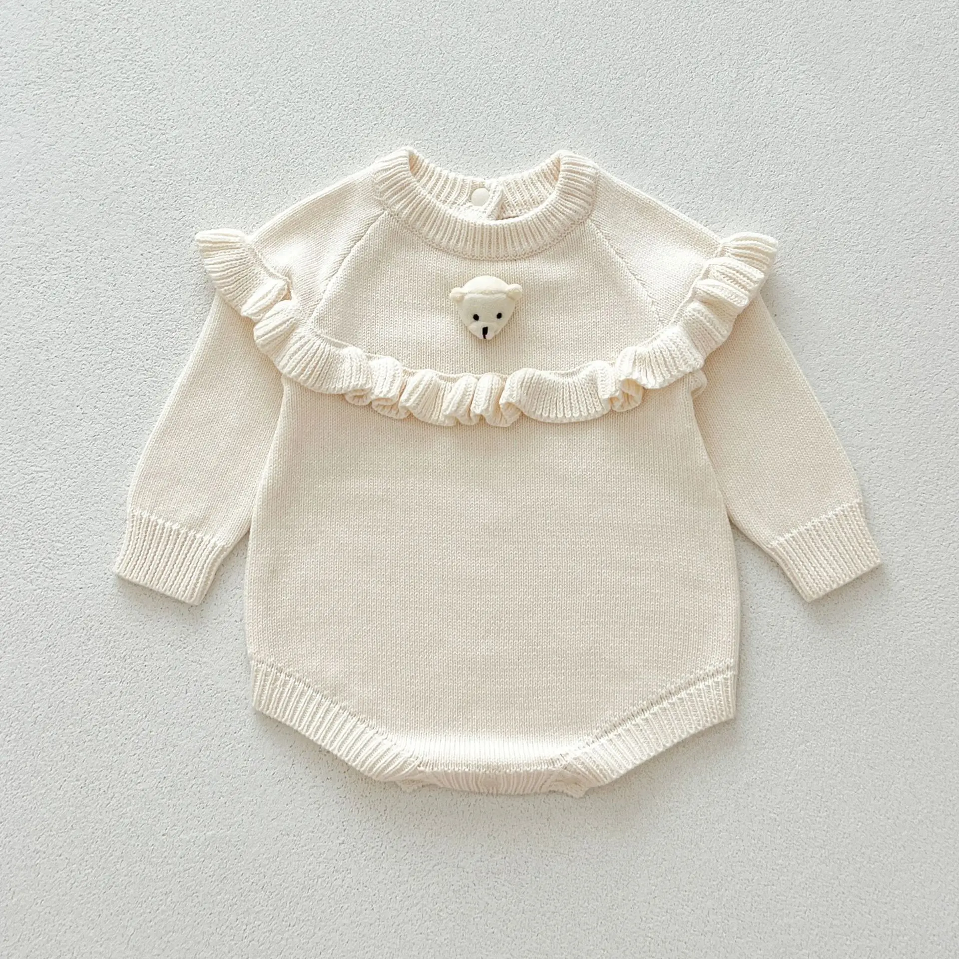 Baby clothing Korean version of cotton knitted sweater Princess three-dimensional little bear wrap butt suit jumpsuits