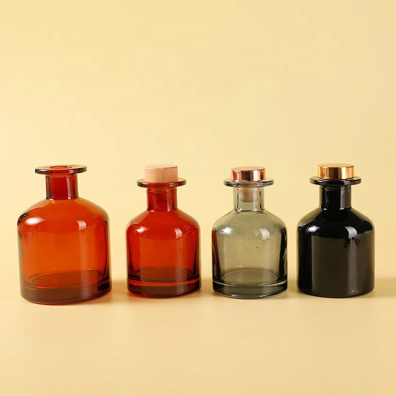 Vanjoin Empty 150ml 250ml Custom Painting Red / Black / Grey Reed Diffuser Bottle Glass With Stopper In Bulk