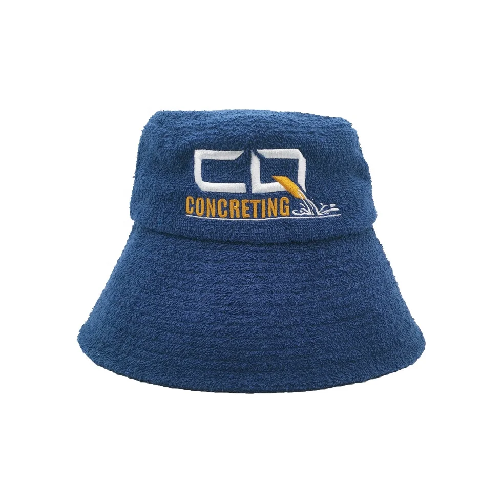 Terry Towel Cloth Bucket Hats Unisex Wider Brim Embroidery Your Logo Cotton 100% High Quality Thicker Terry Towel  Bucket Hats