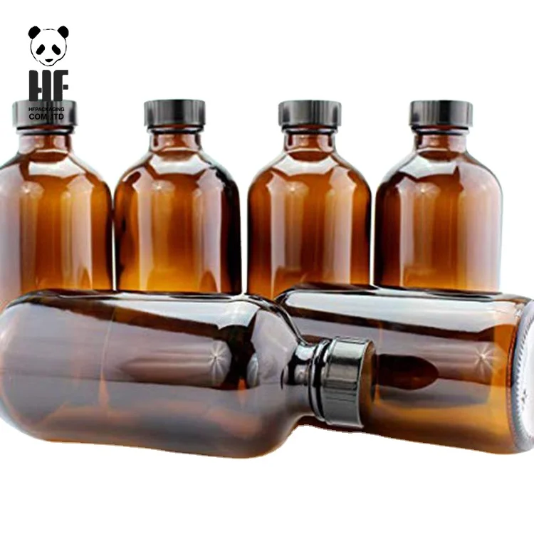 Wholesale Refillable 30ml 250ml Amber Glass Boston Round Bottles Euro Dropper Essential Oil With Screw Cap