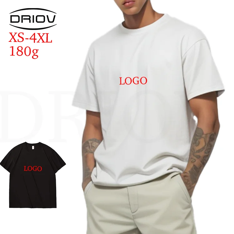 Custom tshirt 180g 4XL 100 Cotton Wholesale Blank Embroidery T-shirts 3d Printing Blank T-shirt Shirt TShirt