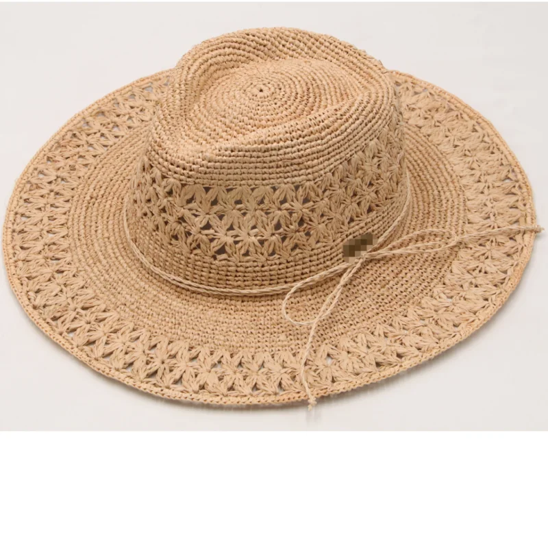 ND032  Handmade Raffia Straw Hat Body Wide  Brim Bodies Outdoor Beach Sombrero Hats Summer Sun Cap