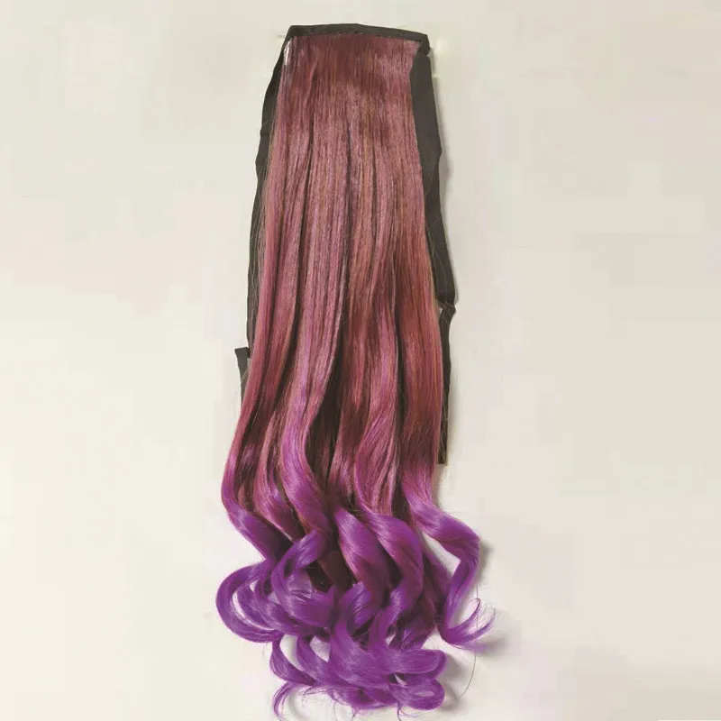 Оптовая продажа, парик для конского хвоста, грушевидный цветок, вьющиеся волосы, плетеные синтетические волосы, крупные волны, окрашенные, для конского хвоста, вьющиеся волосы