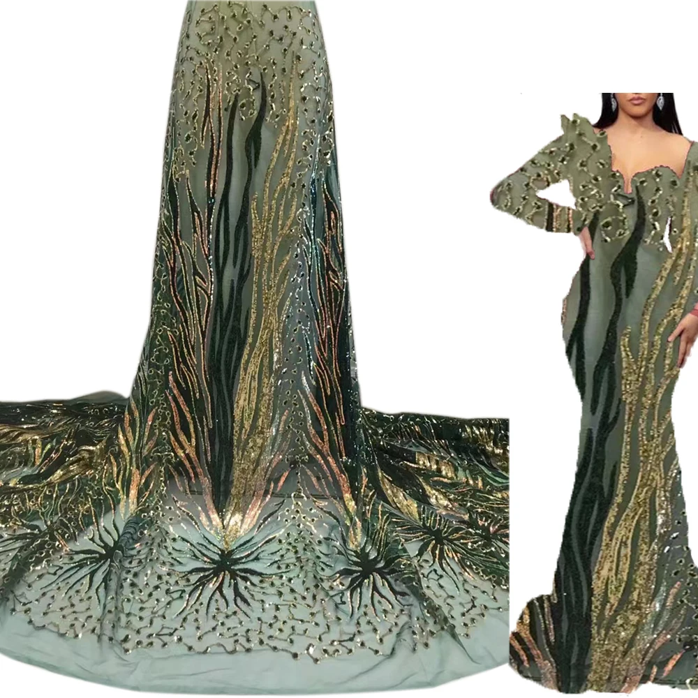 Luxury Sequins Tulle Net Lace High Quality African Sequence Lace Fabric Shiny Lace Materials For Women Dresses