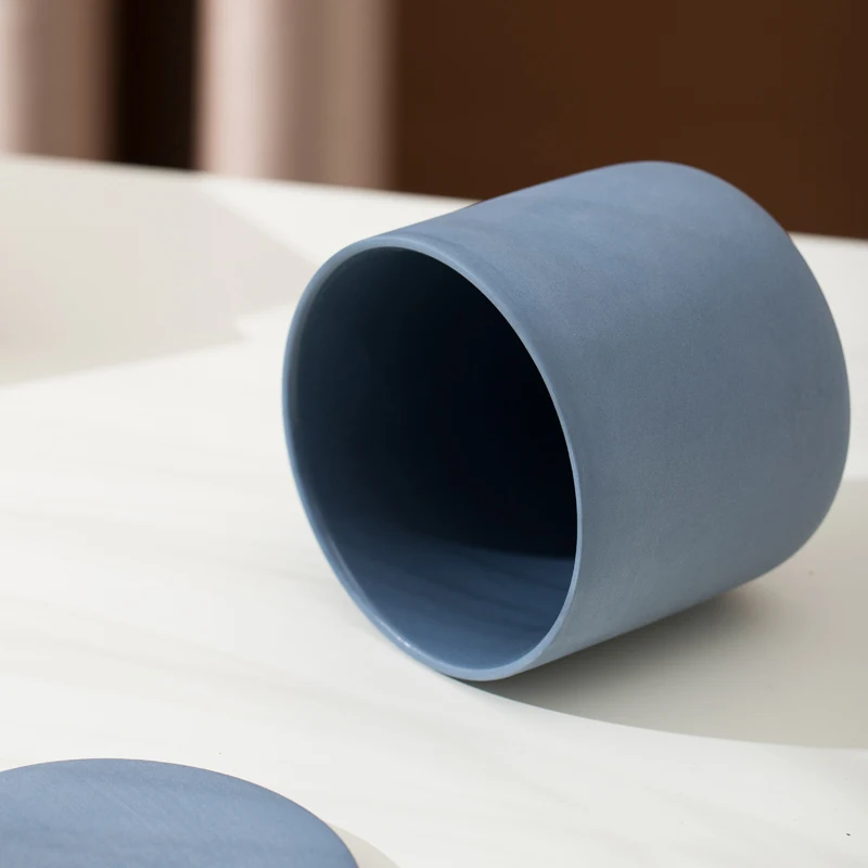 Оптовая продажа, элегантная декоративная банка для свечей, контейнер из матовой глины, уникальная керамическая банка для свечей