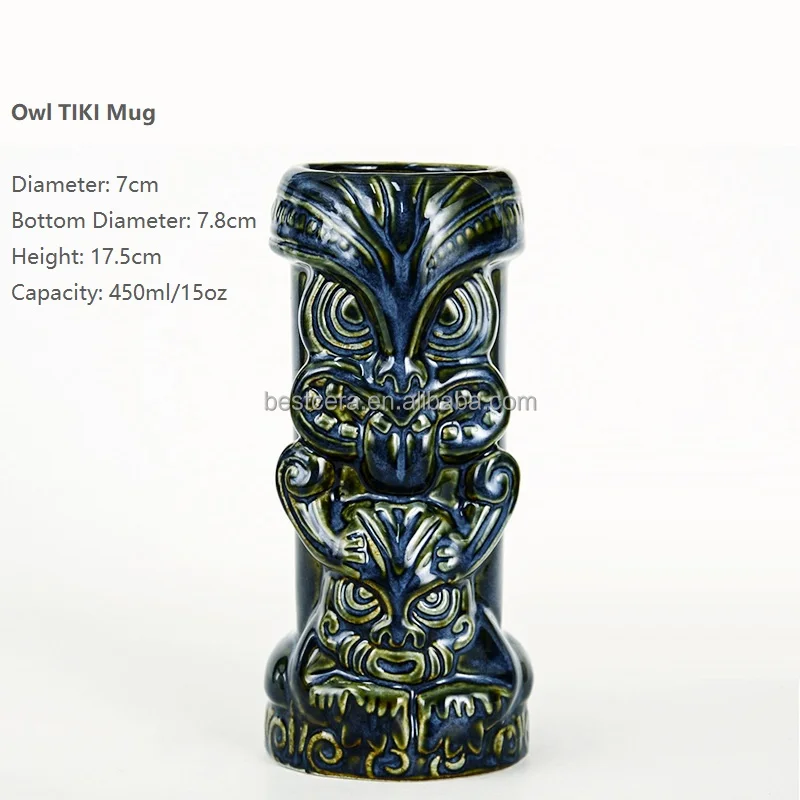 Promotion Hawaii Tiki Mugs Cocktail Cup Skull Mug 13oz Color Glazed Ceramic Tiki Beer Mug 