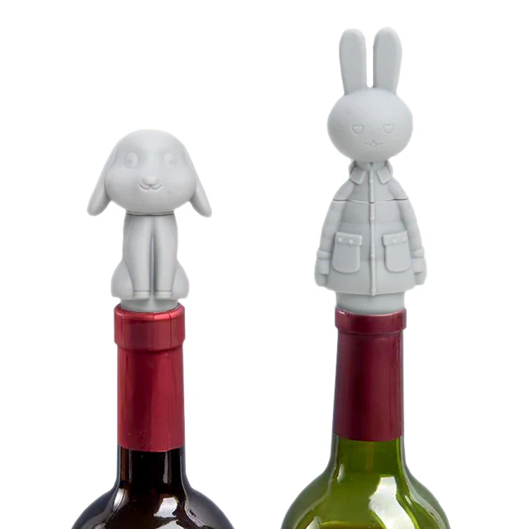 Animal Wine Bottle Stopper,Silicone Beverage Bottle Saver,Silicone Rabbit Wine Plug,Beverage Bottle Cork Cover