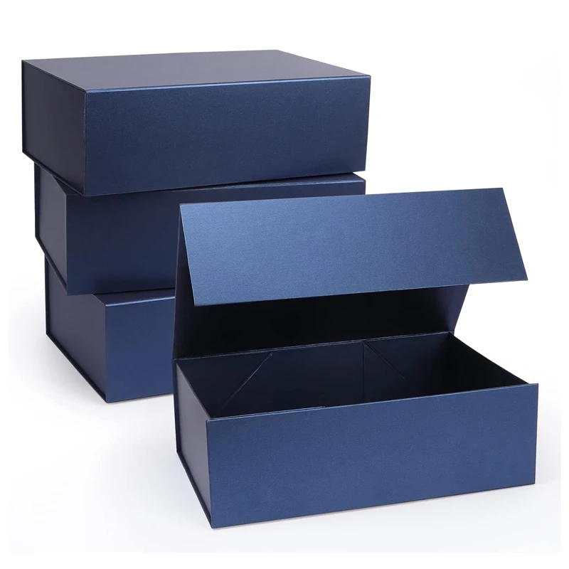 Blue Folding recyclable Luxury Jewellery Birthday Mothers Day Wedding Cardboard packaging Magnet Gift Boxes for Presents