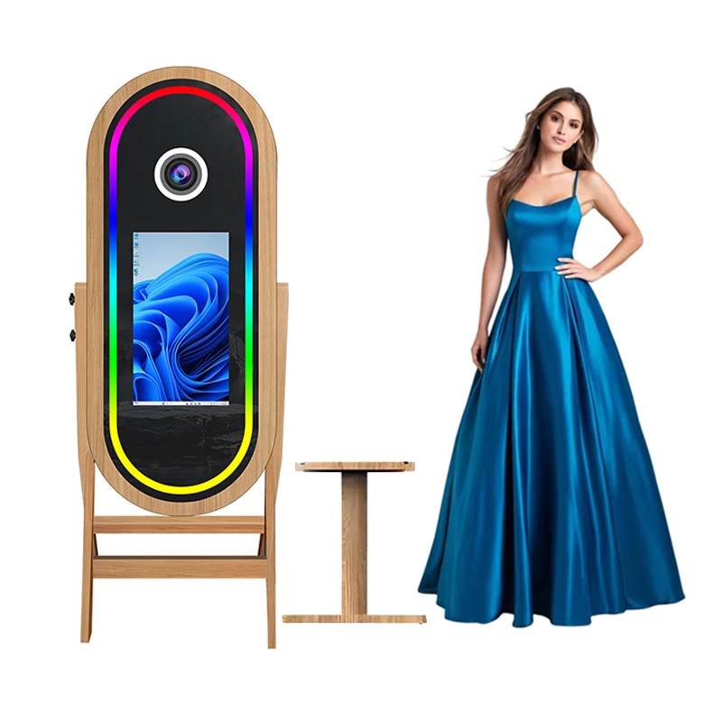 Best Wooden Mirror Photo Booth  DSLR Camera Printer Photobooth Machine Selfie Touch Screen Digital Wood