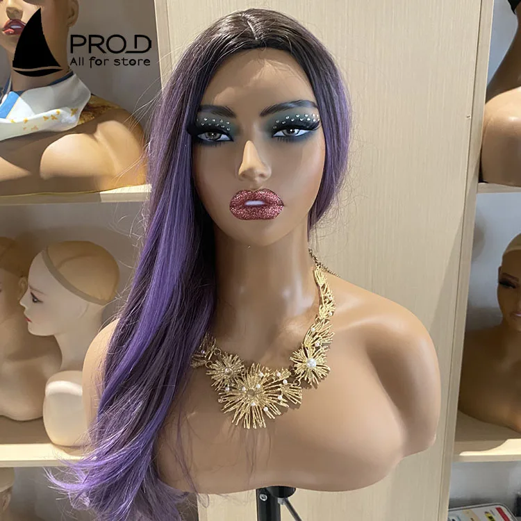 Fashion thick glitter lip and eye makeup with diamond wig accessories show Mannequin head