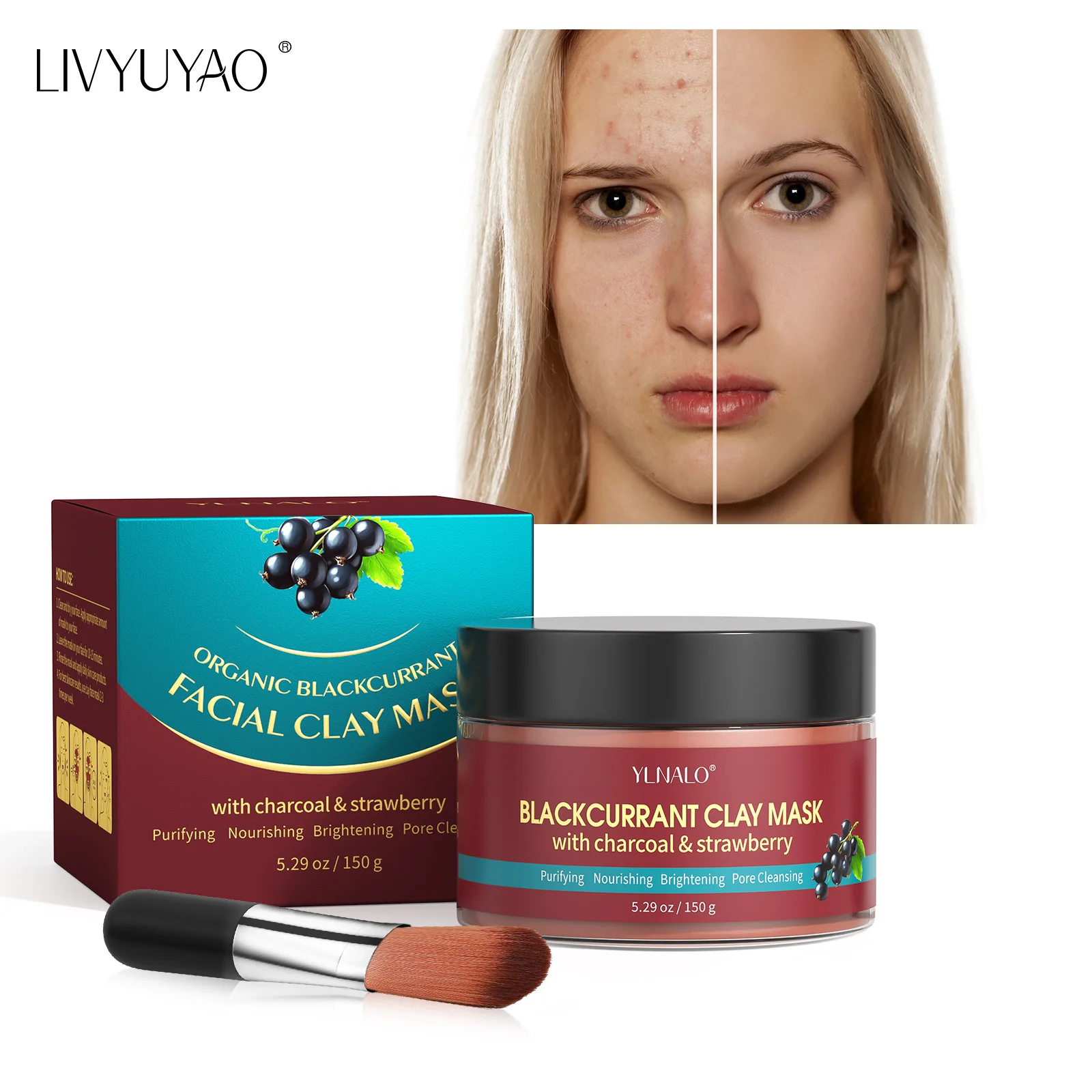 Anti aging Blackcurrant Clay mask black magnet magnetic charcoal mask deep cleansing firming black clay mask