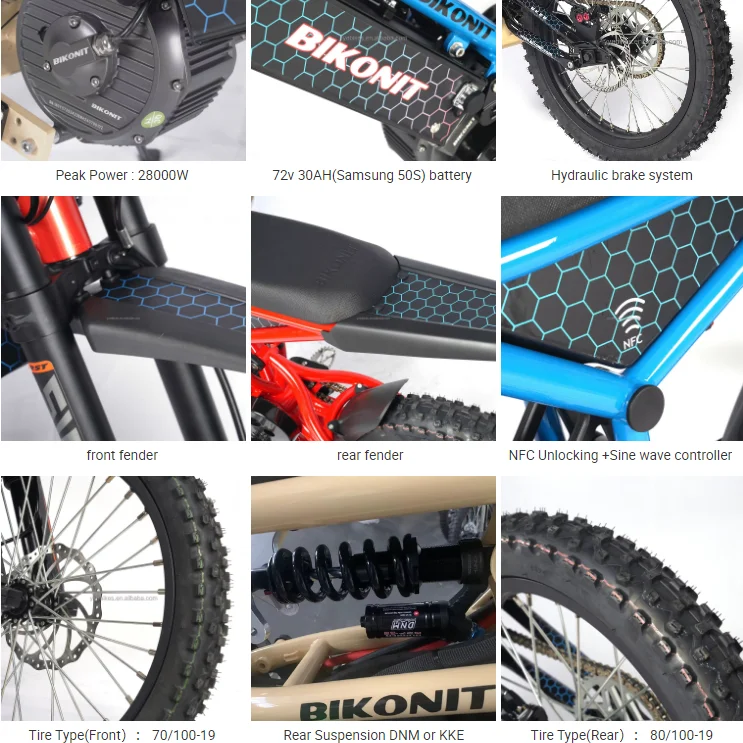 Hyper Bee Electric Bike 28000W Light Bee X 72v Bikonit BK28 Dirt Bike