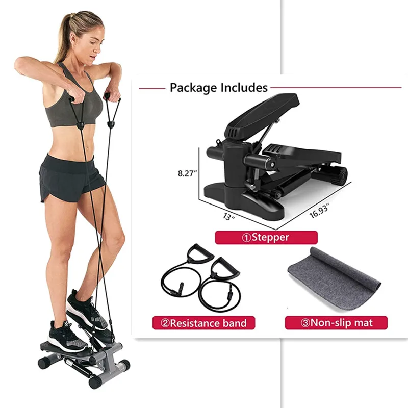 Aerobic Fitness Exercise Step Yoga Stair Elliptical Mini Twist Stepper Walking Machine With Mini Stepper with Bands