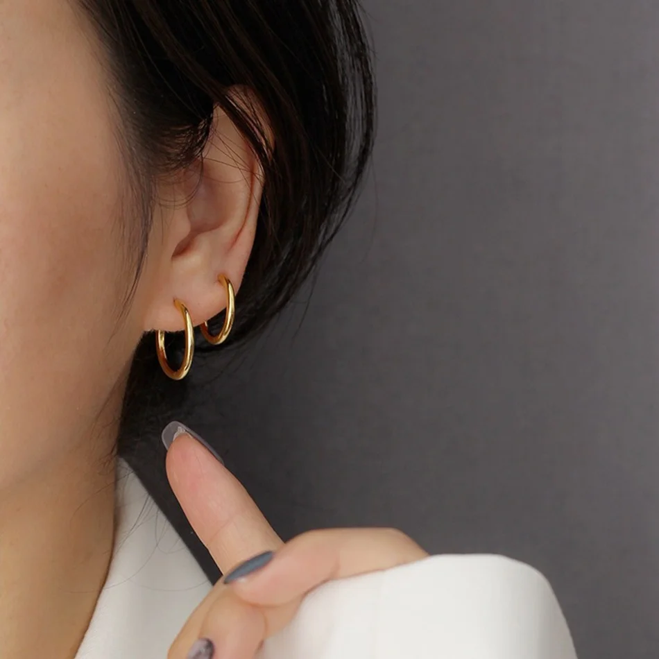 nagosa 925 sterling silver 18k gold vermeil high polish basic huggie hoop earrings