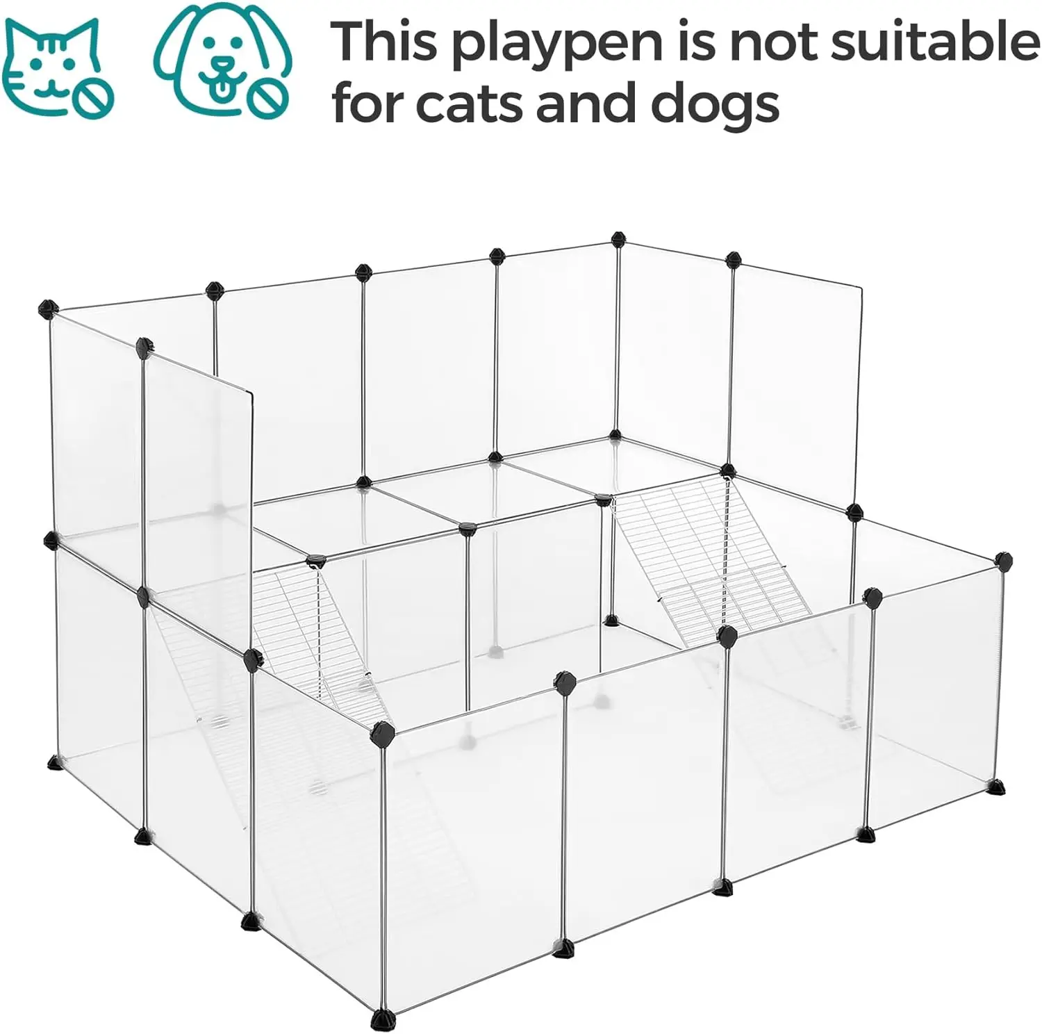 Guinea Pig Playpen with Dense Ramp, Indoor Rabbit Run Hutch Cage Large Exercise Enclosure with Stairs Pet cage