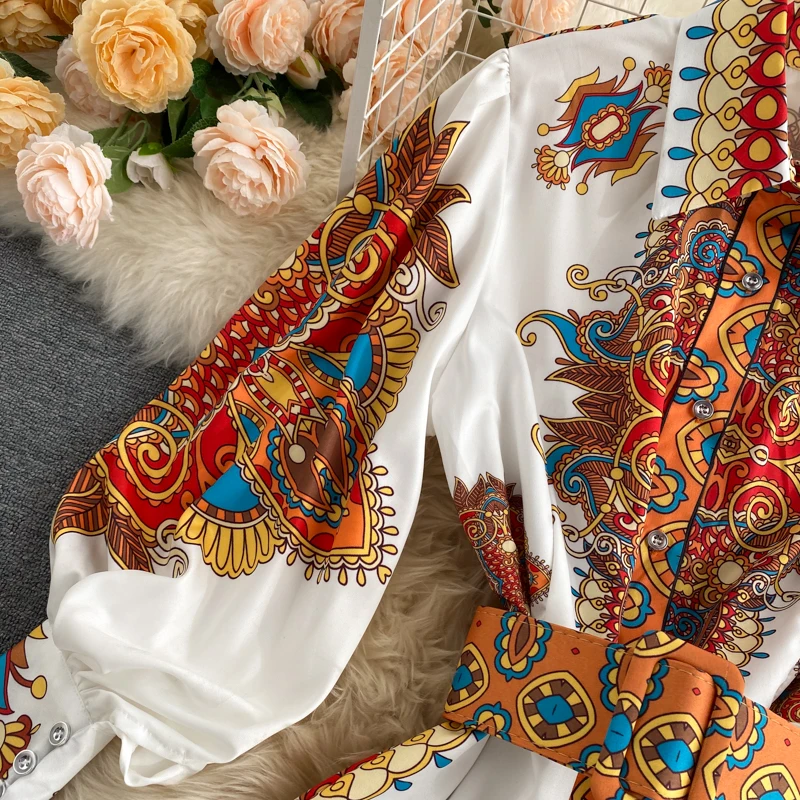 
2020 Europe and the United States new lapel single-breasted long dress with belt Long Maxi Dress Inspiration Women Maxi Dress 