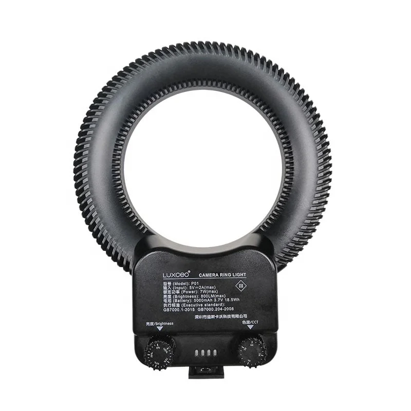 LUXCEO P01 RGB 5.5 inch Portable Black Photography Rechargeable DSLR LED Video Ring Light