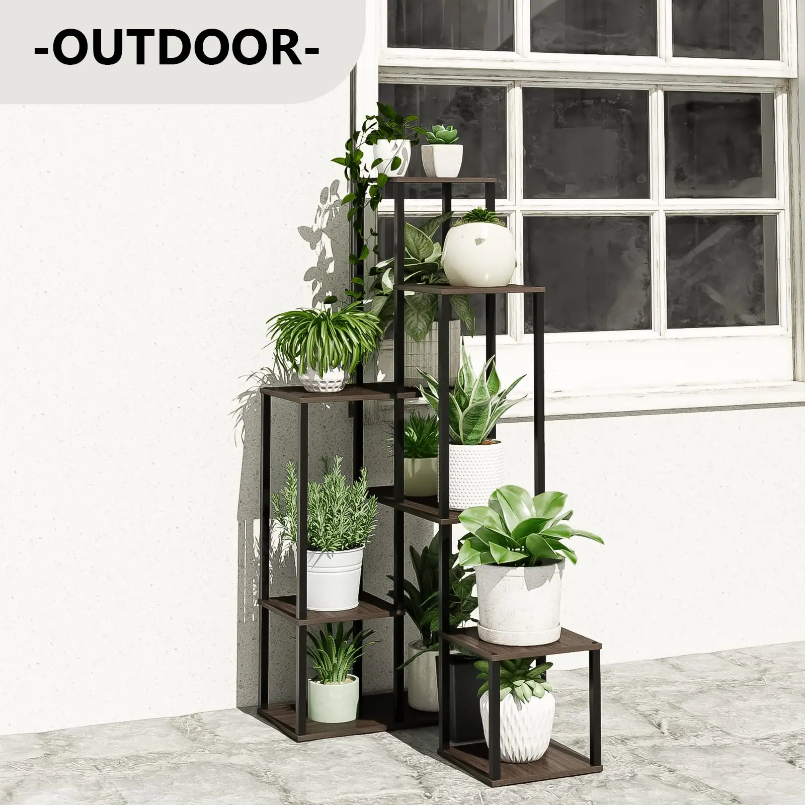 Garden Balcony Patio Window Living Room Indoor Plant Shelf Metal Black Plant Stands Flower Corner Plant Stand