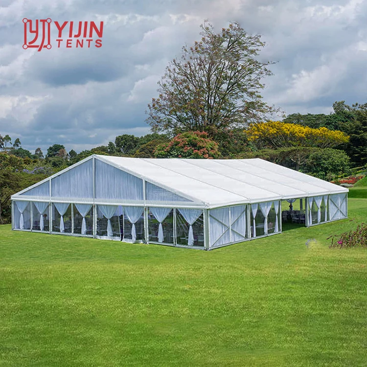 Simple design 15m x20m large aluminum marquee wedding airconditioned tent 300 places with lining c