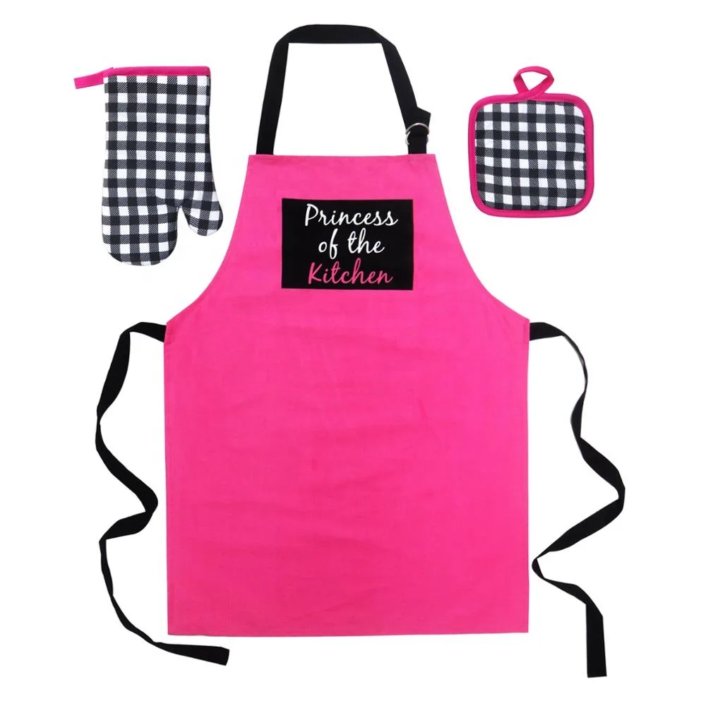 banking cooking bib custom logo embroidered cartoon children apron child hat set chef kitchen canvas kids apron