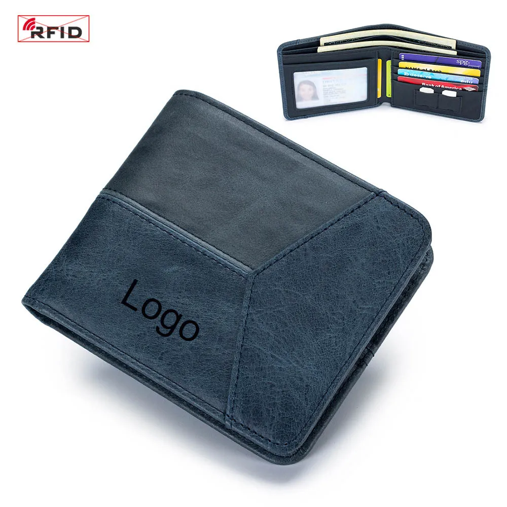 Factory Wholesale Price Men Purse Wallet RFID Blocking Genuine Leather for