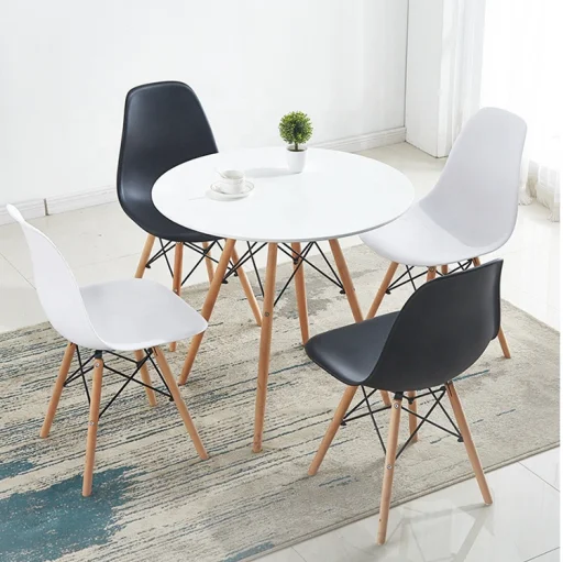 Modern Round Simple Design Restaurant Home Furniture Table Set Wooden Top MDF Dining Table