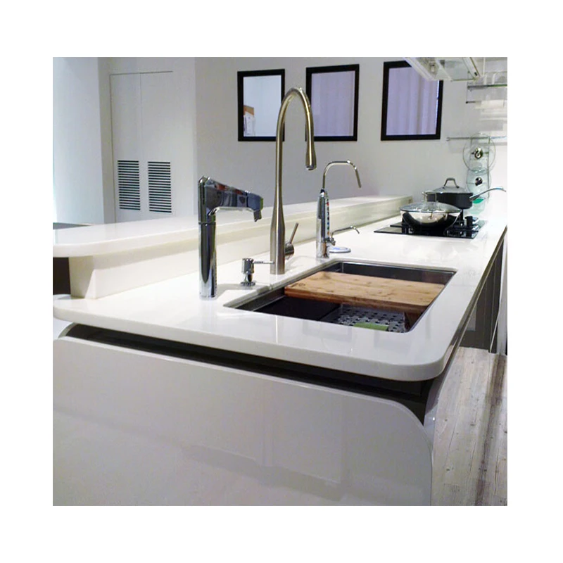 Rectangular Artificial Stone Kitchen Countertops Big Slabs Undermount with Two Holes without Faucet Sink Style