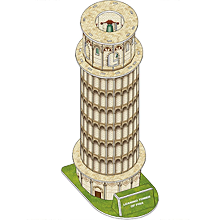 Montessori Style 3D Jigsaw Puzzle Popular Educational DIY Cartoon Toy the Leaning Tower of Pisa Toddlers Made Paper Cardboard