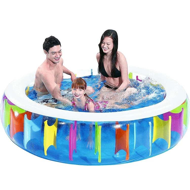Rainbow pool large inflatable adult round transparent family playing pool   portable garden pool