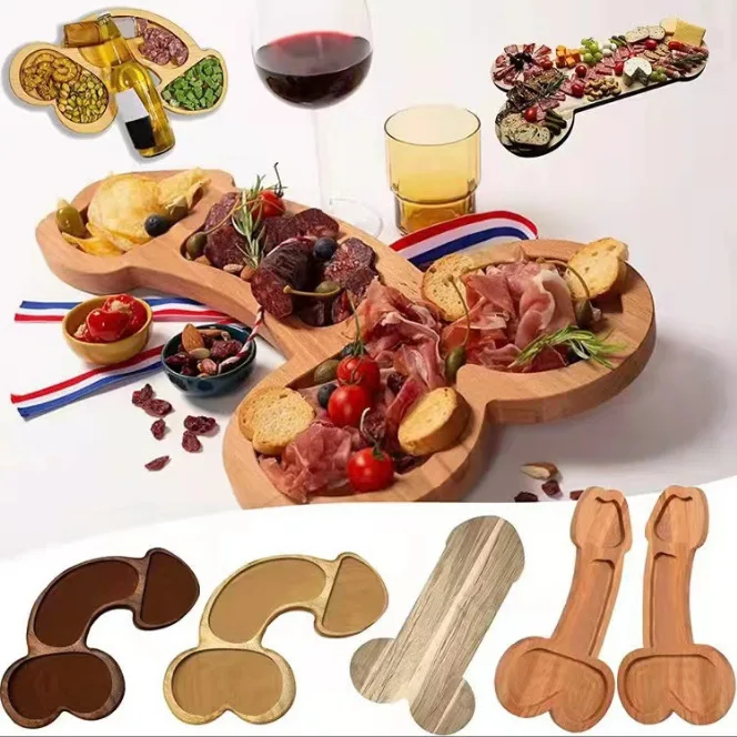 Bachelor Party Weeding Gift Fruit and Wine Aperitif Board Plate Penis Shaped Cutting Charcuterie Board
