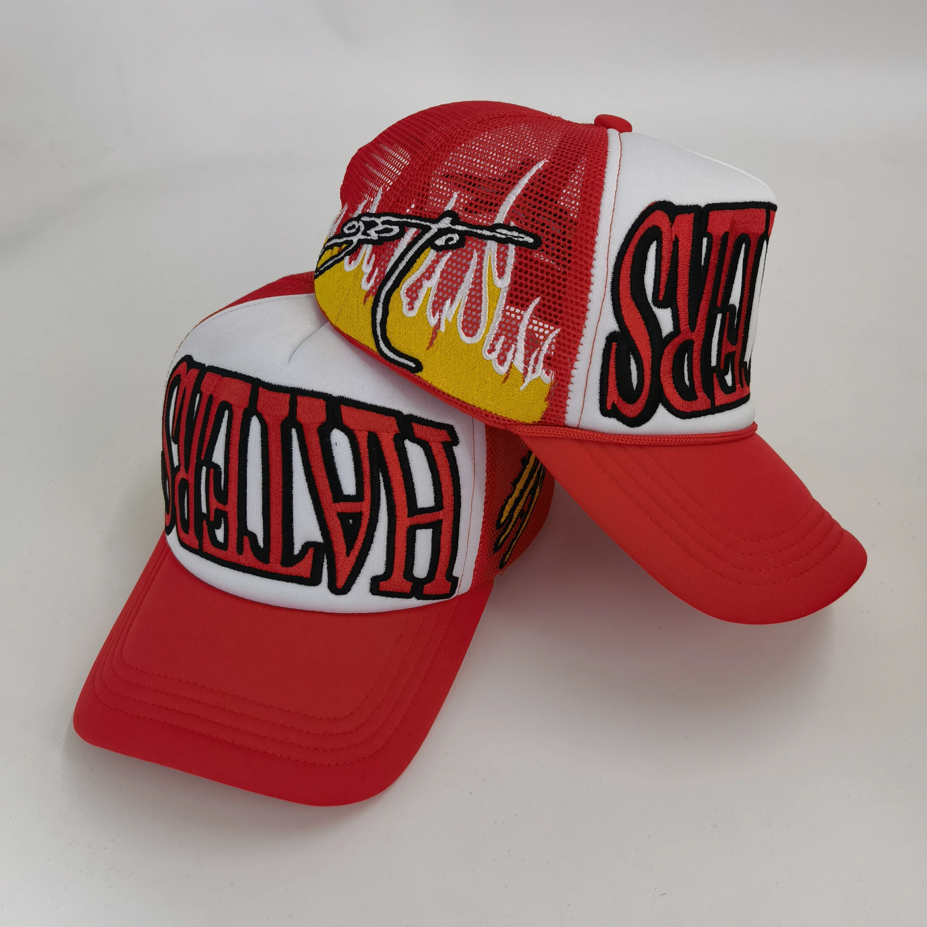 Wholesale custom large full-size embroidered mesh personalize 5-panel sport overside snapback trucker hat cap