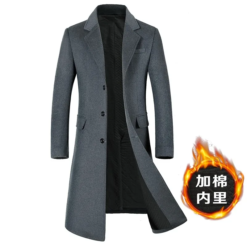 High Quality Mens Wool Tench Coat Long Overcoat Winter Warm Jackets Streetwear Wool Parka Mens Clothing For Autumn And Winter