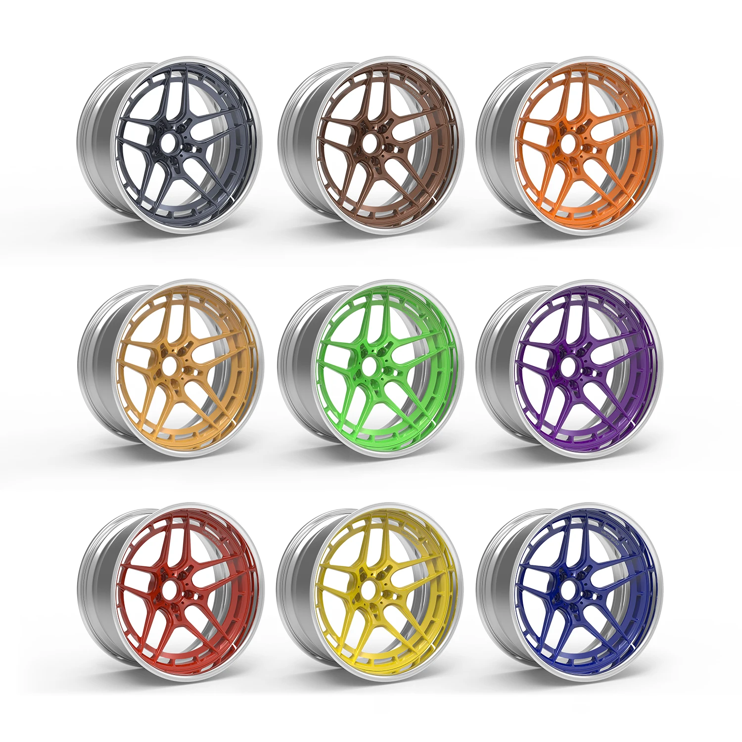 High Performance Custom Size New Design Aluminum Forged 2 Piece Wheels