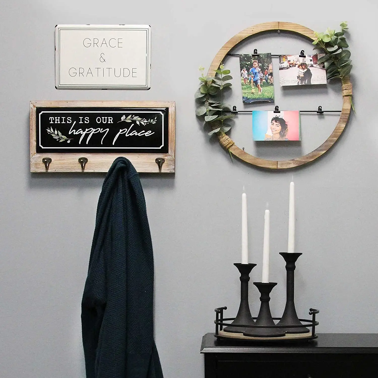 Rustic Chalkboard Style Coat Hook Rack Multi Color