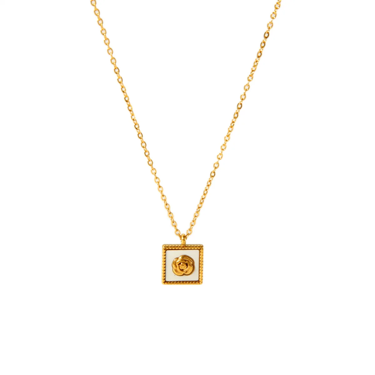 2024 Waterproof Tarnish-free 18K Gold Stainless Steel Heart Shell Palm Tree Geometric Pendant Necklace for Women